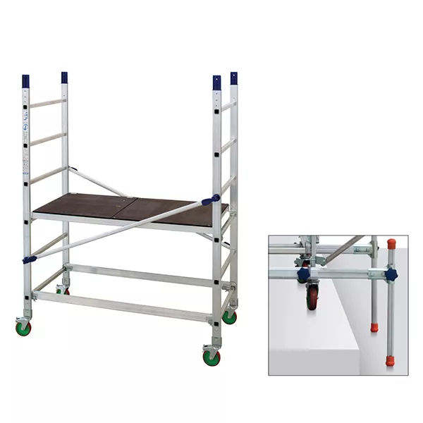 Echafaudage roulant alu - Embase pliante - Hauteur de travail max 3.00m