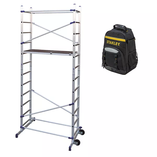 Echafaudage domestique : 4.36m haut. travail max + Sac à dos