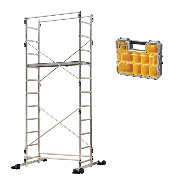 Echafaudage domestique : 4.35m haut. travail max + Organisateur 10 compartiments