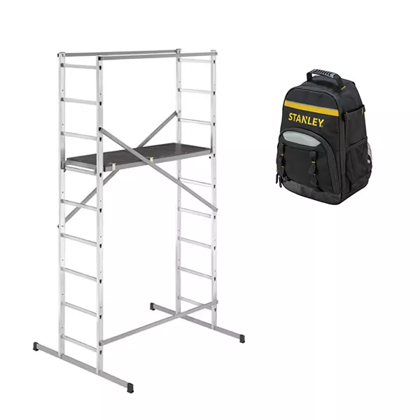 Echafaudage domestique : 3.66m haut. travail max + Sac à dos