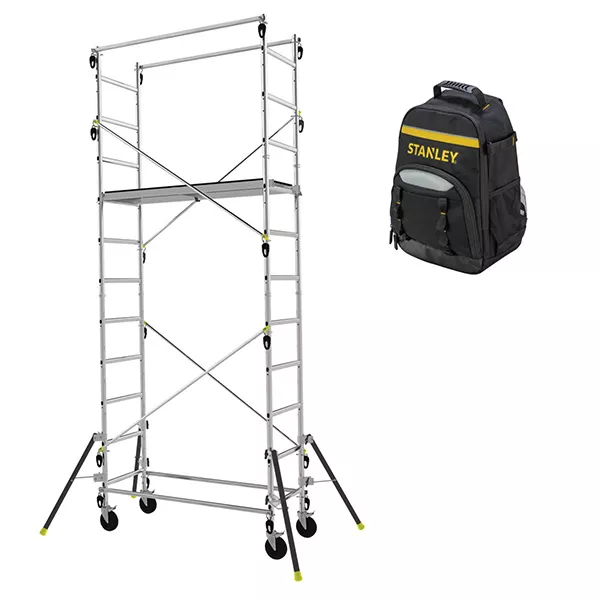 Echafaudage roulant domestique : 4.7m haut. travail max + Sac à dos