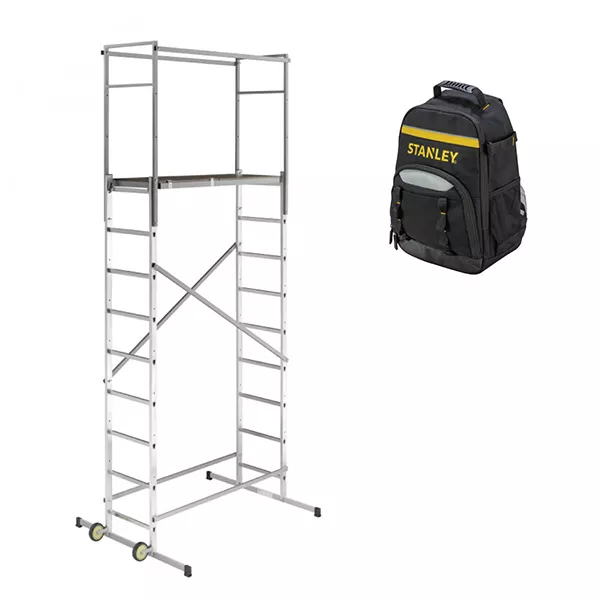 Echafaudage domestique : 4.5m haut. travail max + Sac à dos