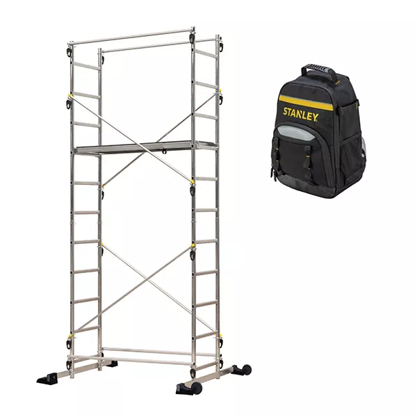 Echafaudage domestique : 4.35m haut. travail max + Sac à dos